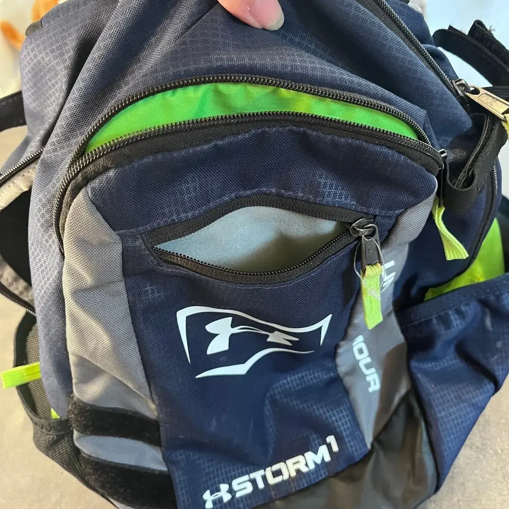 Under Armour Storm 1 Toddler size backpack blue neon green baseball bag
